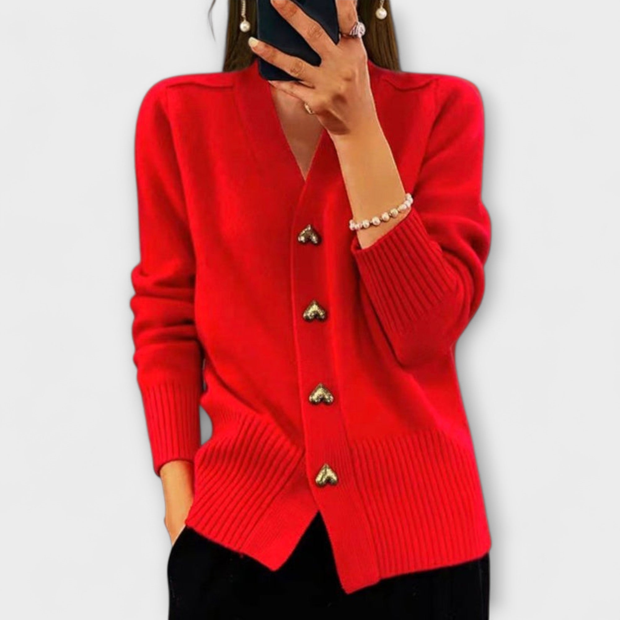 Marij | Elegant strikcardigan med hjerteknapper