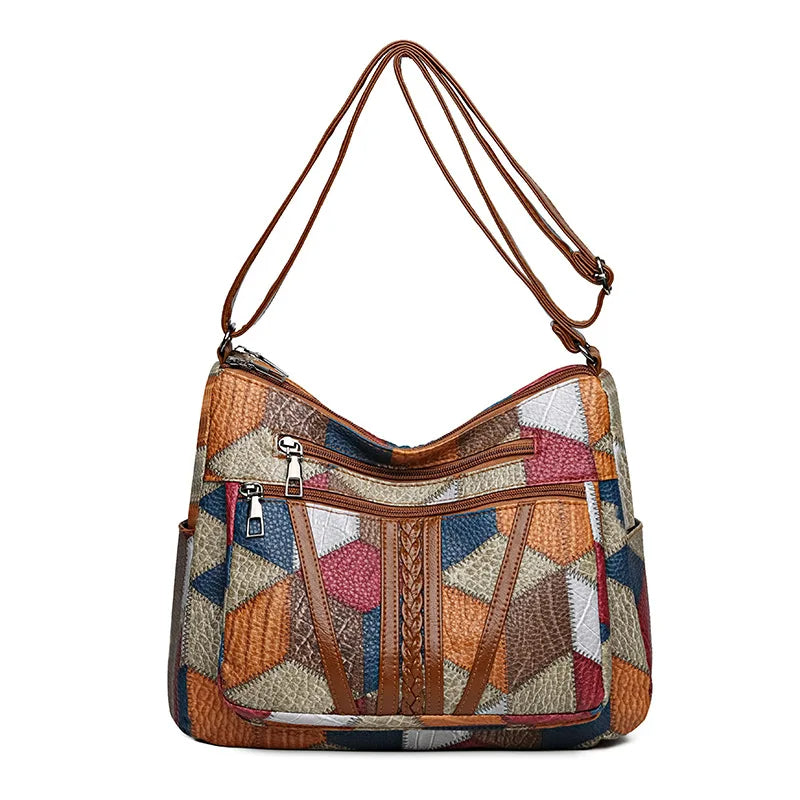 Fern | Farverig Patchwork Skuldertaske