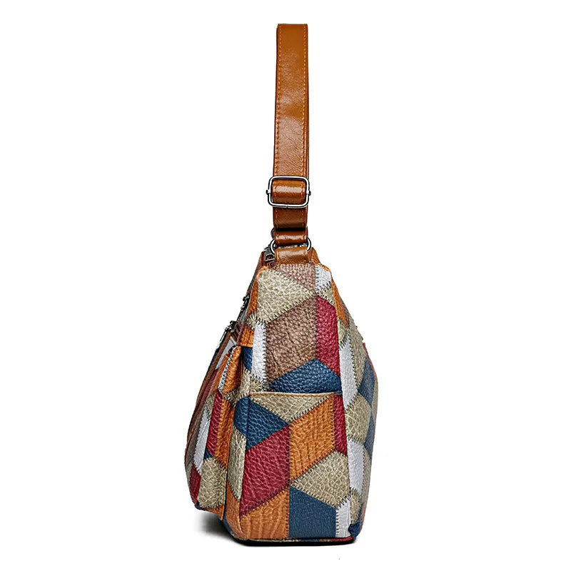 Fern | Farverig Patchwork Skuldertaske