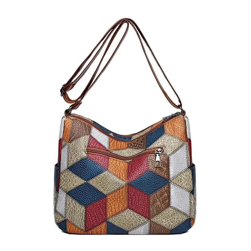Fern | Farverig Patchwork Skuldertaske