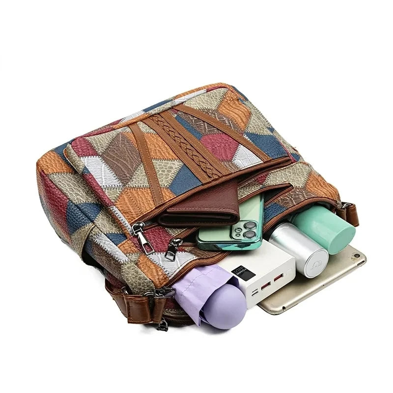 Fern | Farverig Patchwork Skuldertaske