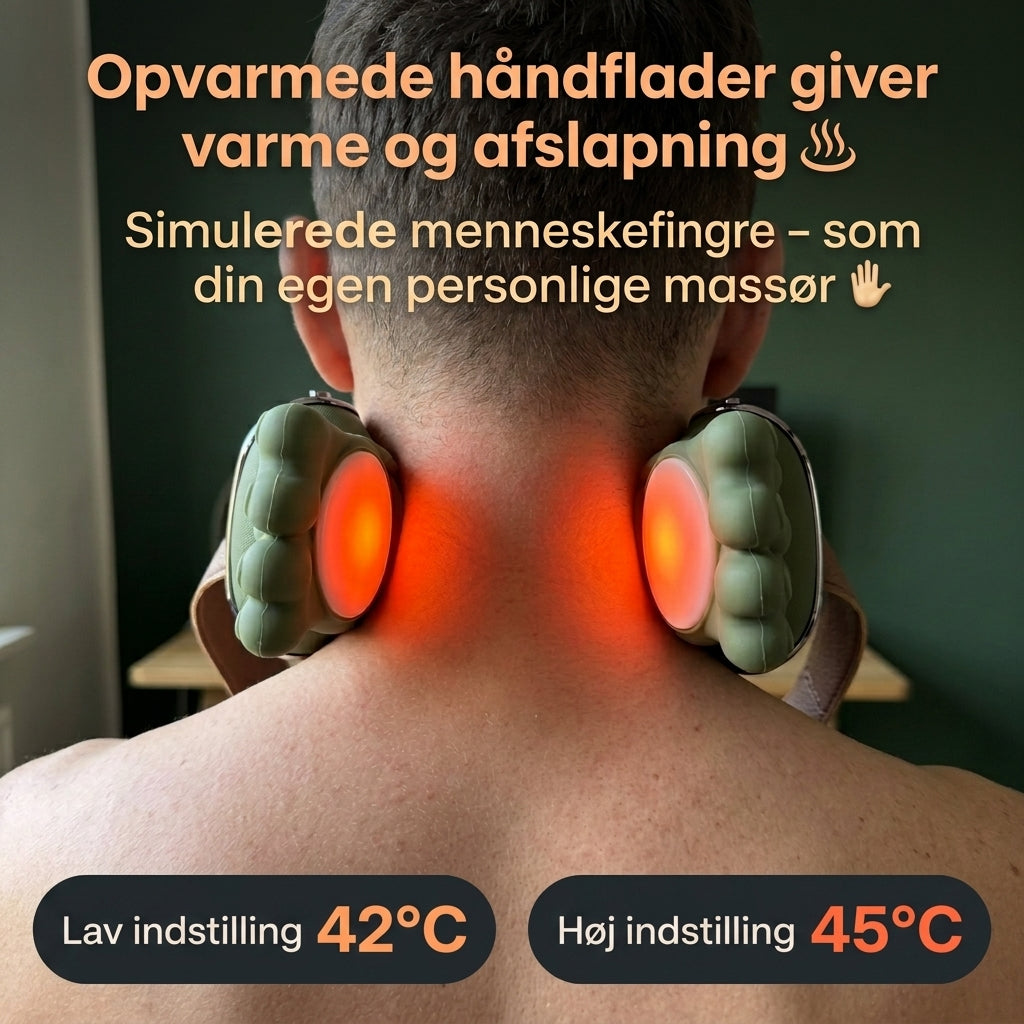 Bærbar Shiatsu Massager - til Nakke, Skuldre & Ryg med Varme