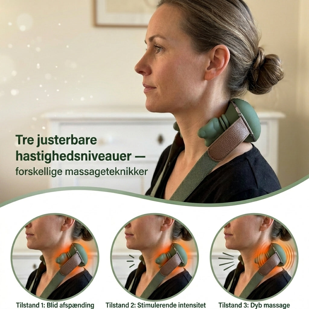 Bærbar Shiatsu Massager - til Nakke, Skuldre & Ryg med Varme