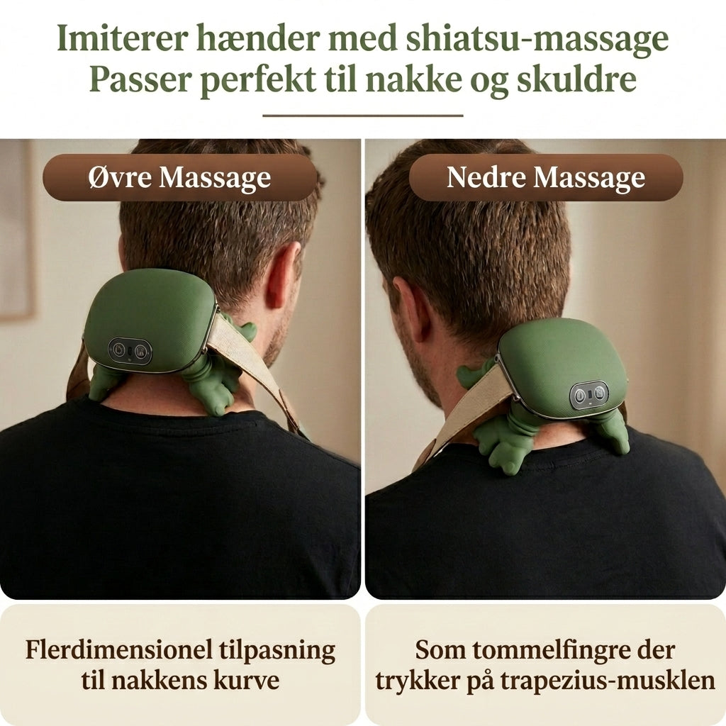Bærbar Shiatsu Massager - til Nakke, Skuldre & Ryg med Varme