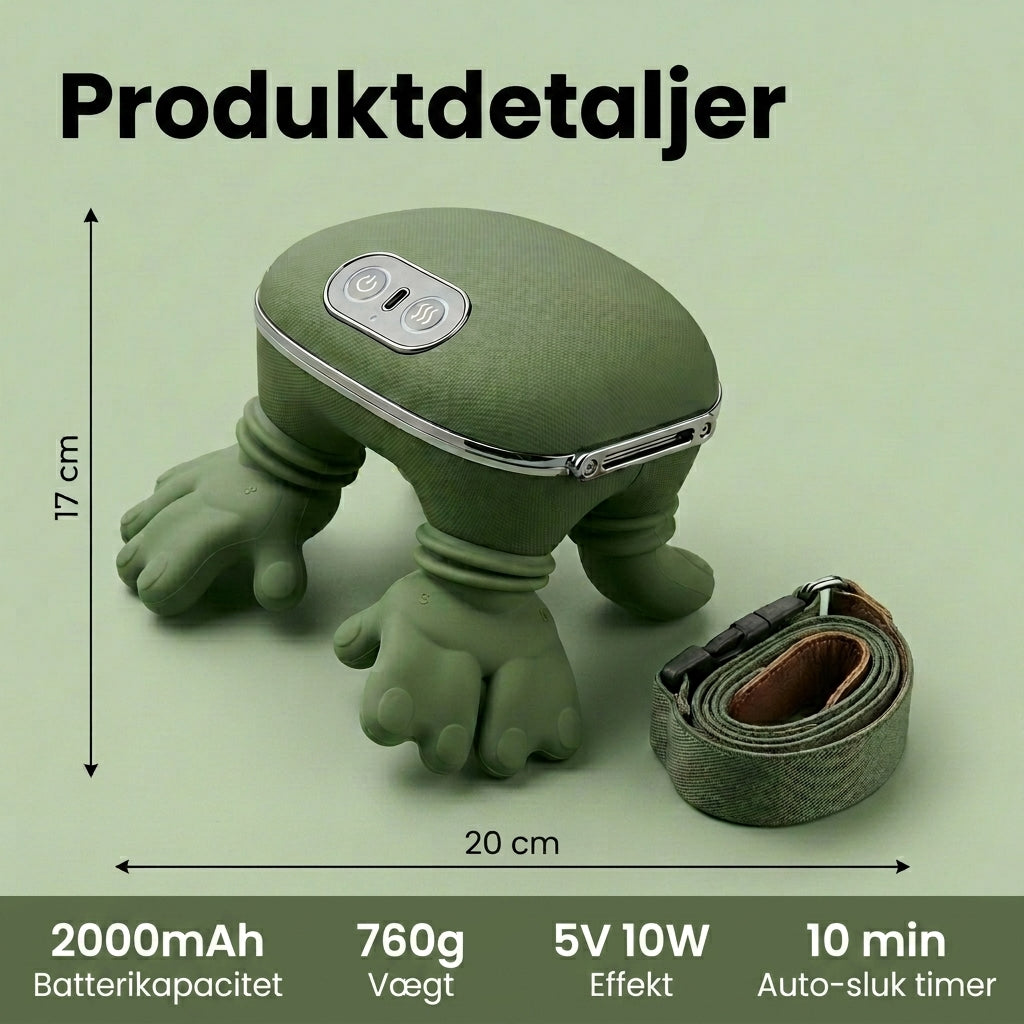 Bærbar Shiatsu Massager - til Nakke, Skuldre & Ryg med Varme