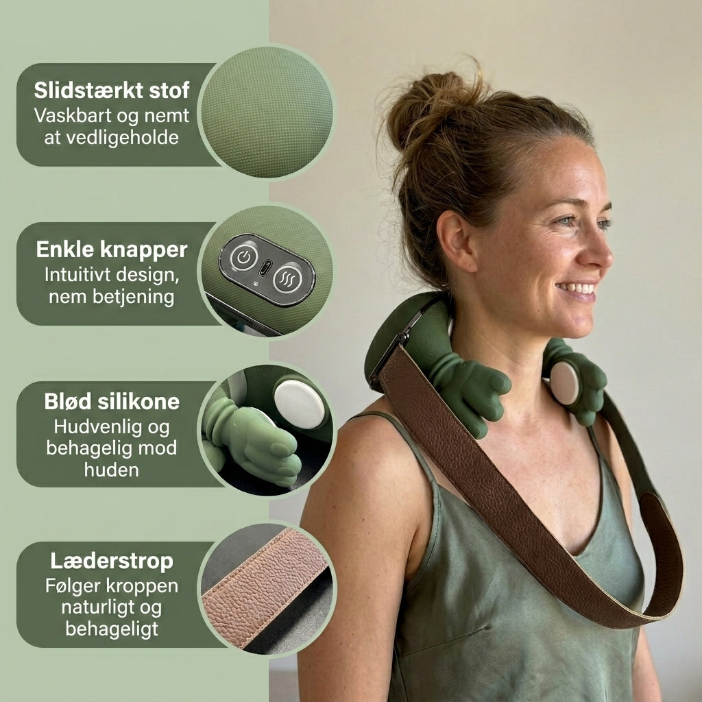 Bærbar Shiatsu Massager - til Nakke, Skuldre & Ryg med Varme