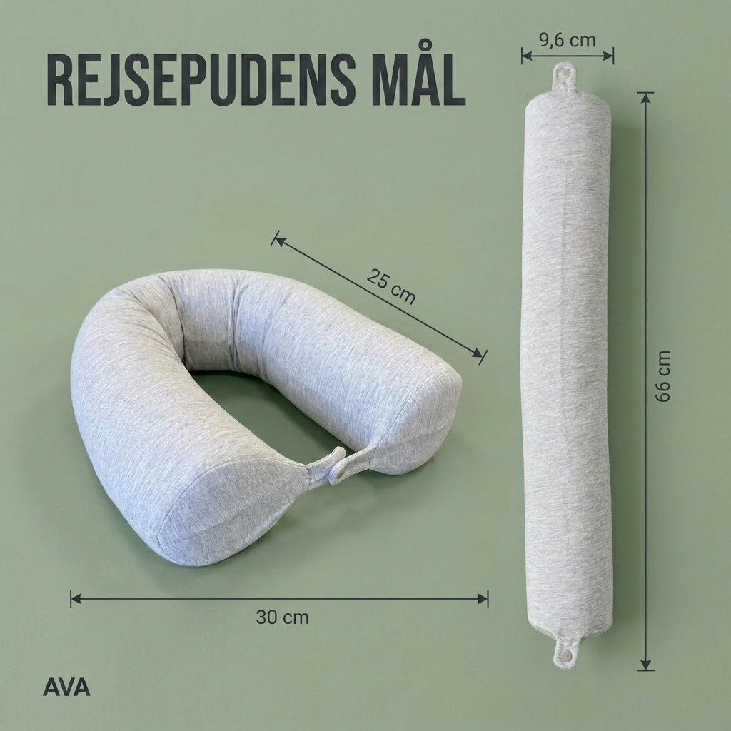 Nakkepude af Memory Foam med Bøjelig Kerne - God på farten og derhjemme