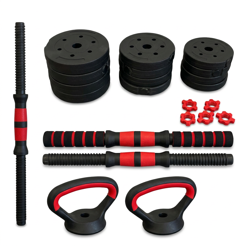 Multi-vægt Sæt 4-i-1 — Håndvægte, Kettlebell, Stang & Push-up Greb