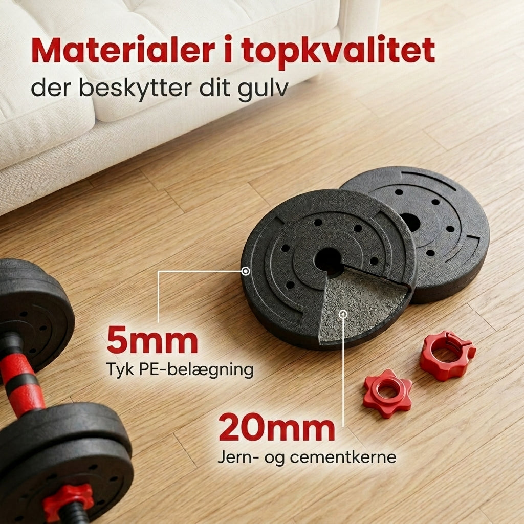 Multi-vægt Sæt 4-i-1 — Håndvægte, Kettlebell, Stang & Push-up Greb