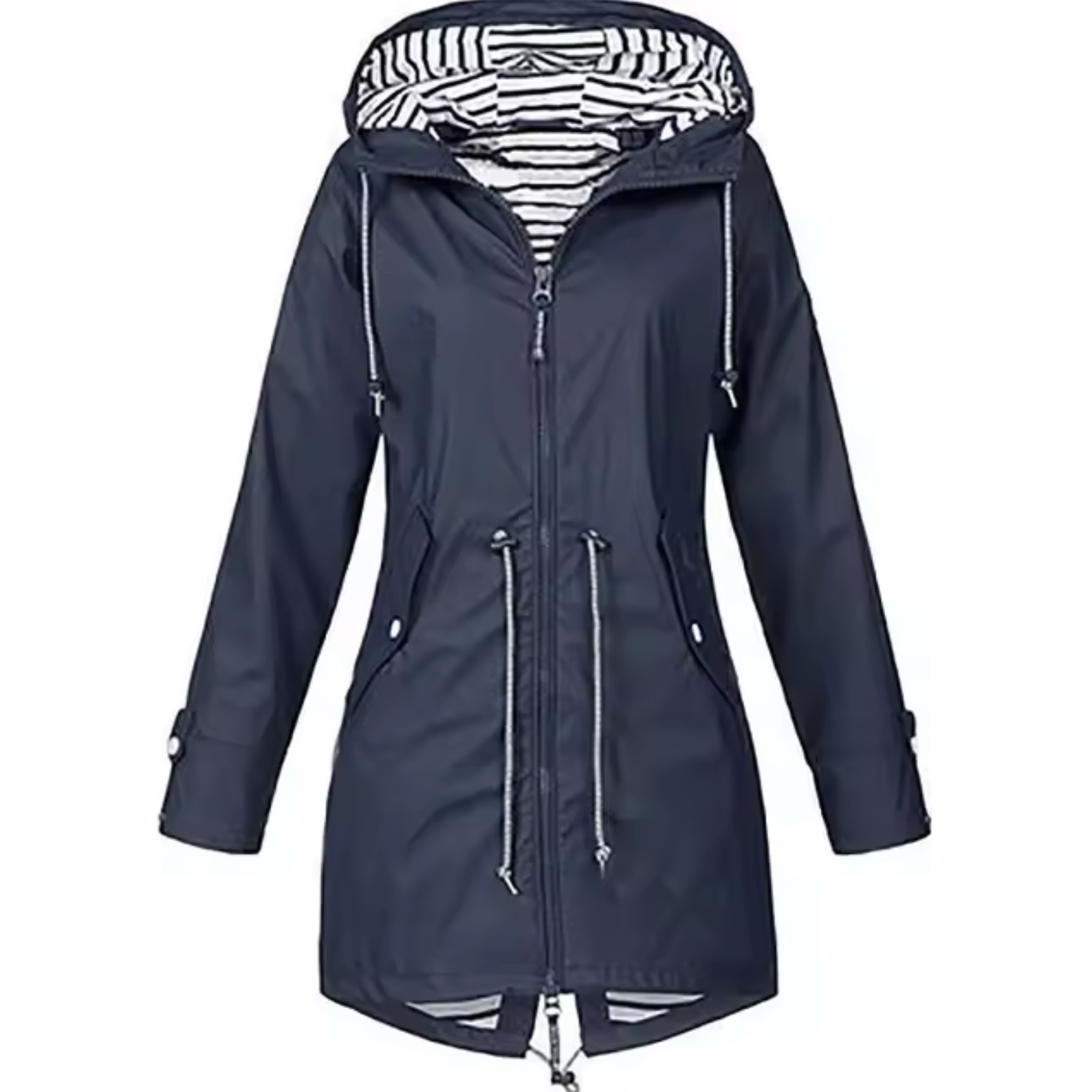 Pernille | Parka med Stribet For og Snøre