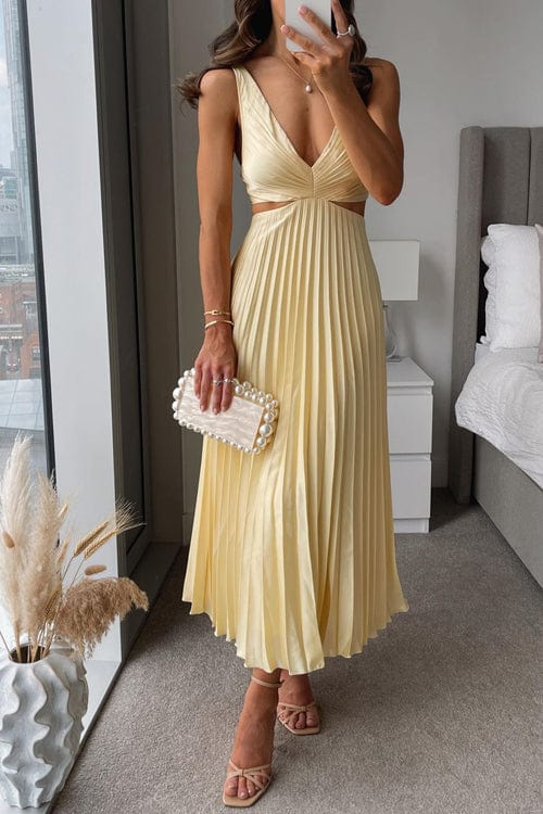 Sanne | Dame Plisseret Satin Kjole