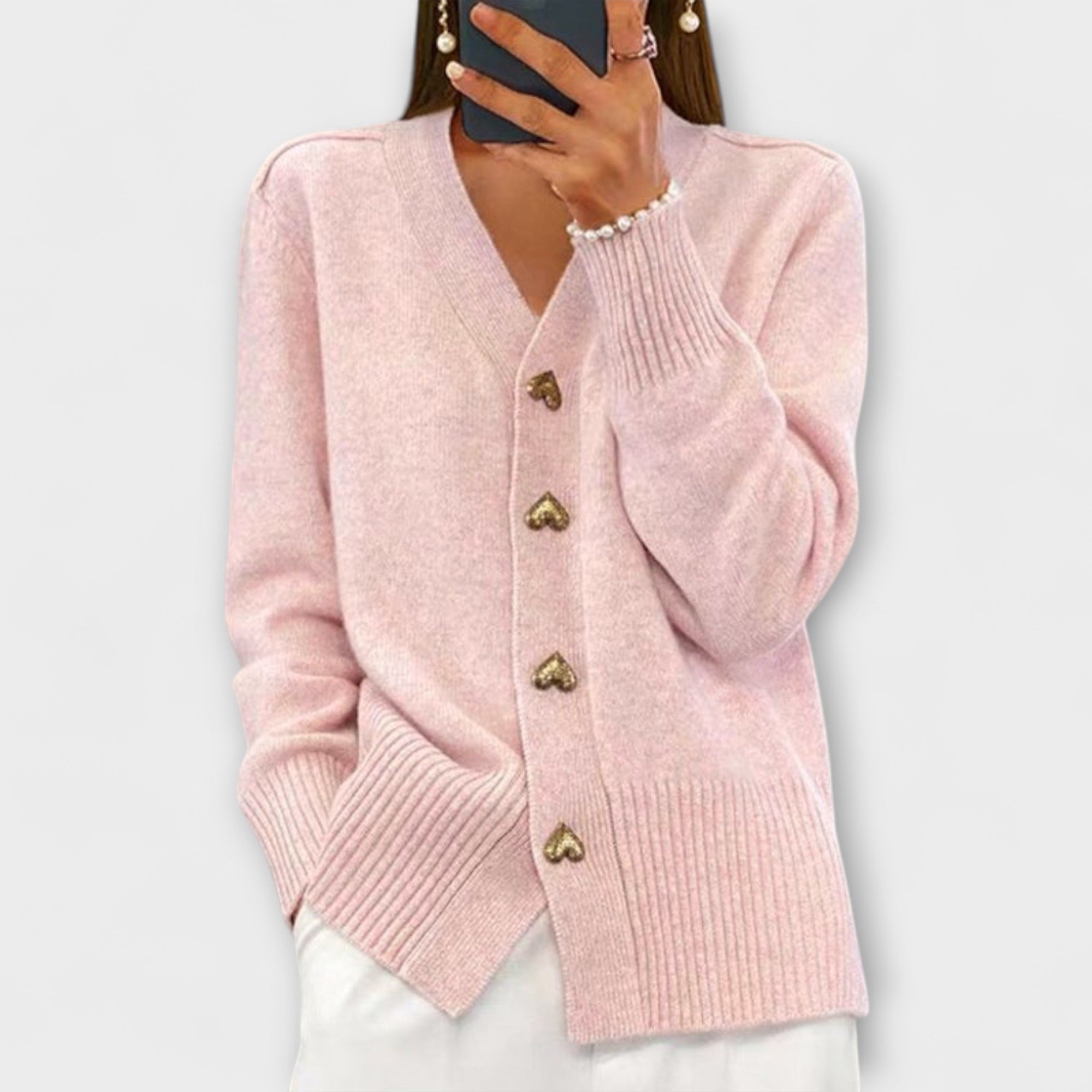 Marij | Elegant strikcardigan med hjerteknapper