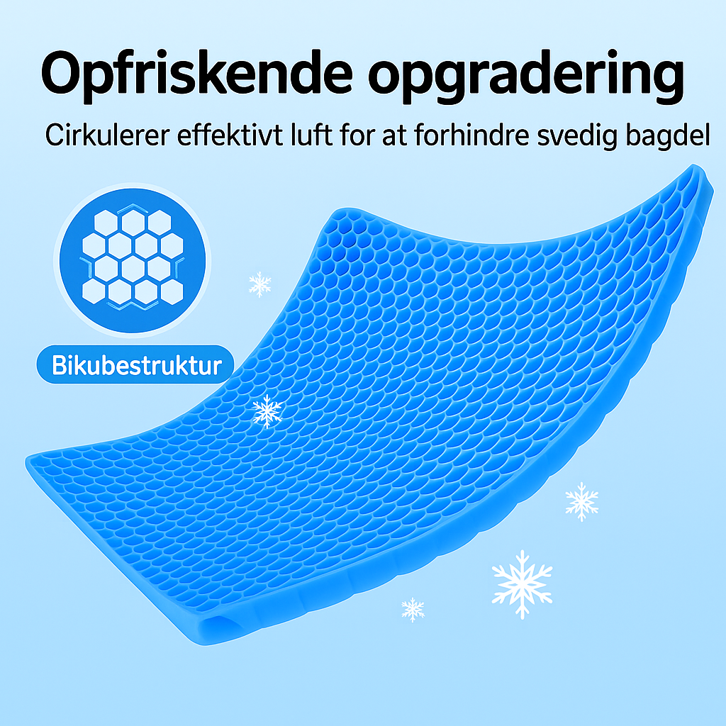 Siddepude af støddæmpende gel med bikubestruktur