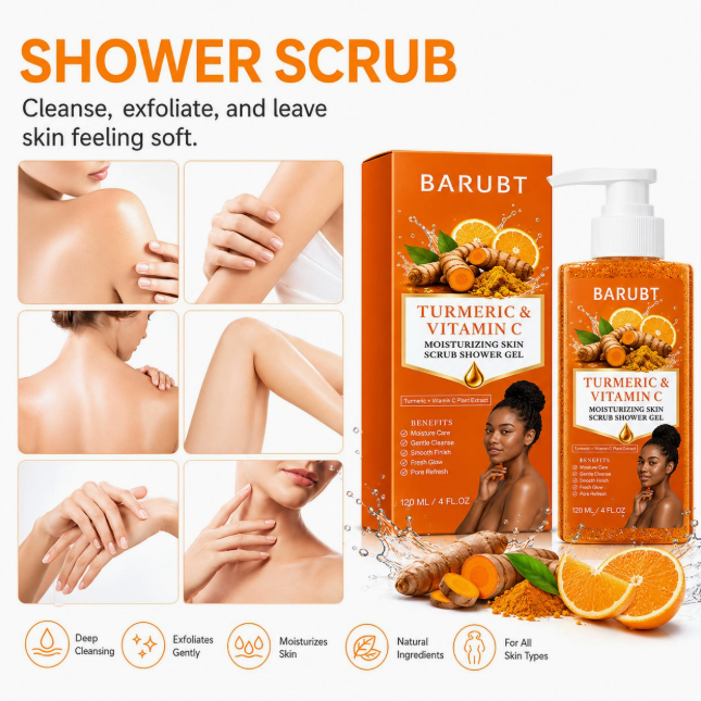 Gurkemeje og C-vitamin eksfolierende showergel
