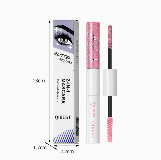 2-i-1 dobbeltsidet mascara, farvet og mat