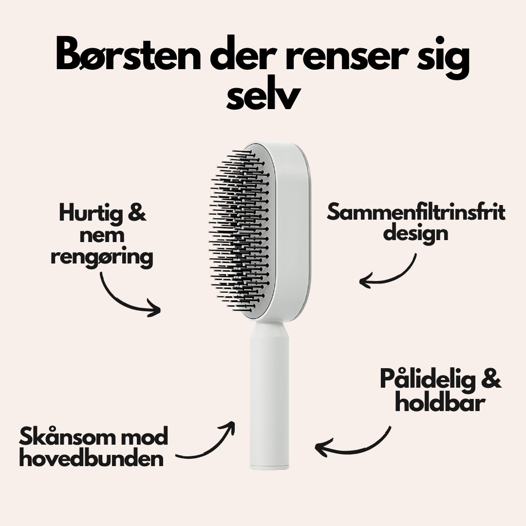 QuickClean™ Hårbørste - Fjerner fastsiddende hår og masserer hovedbunden