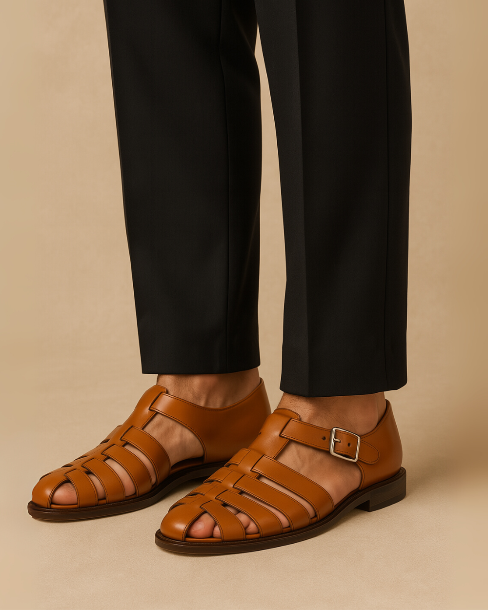 Renaud | Elegant lukket sandal med rem og spænde