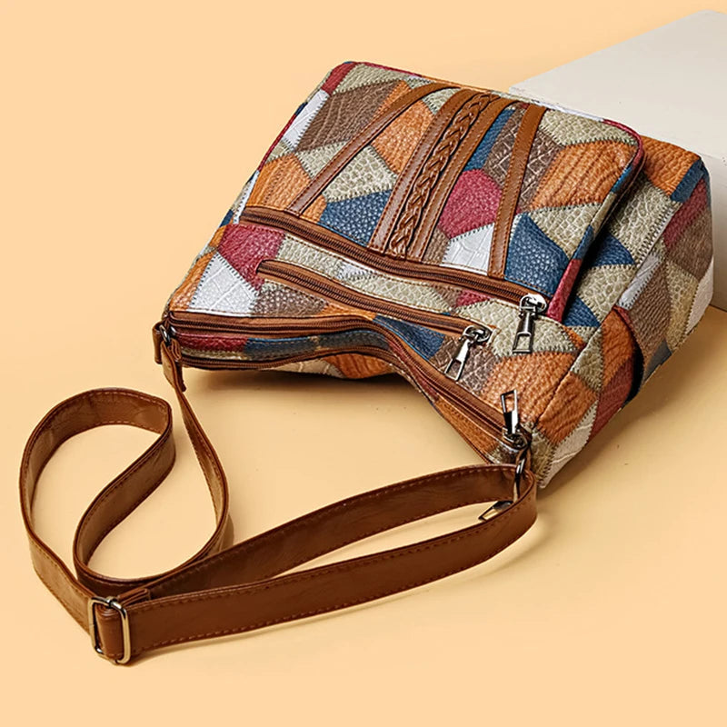 Fern | Farverig Patchwork Skuldertaske