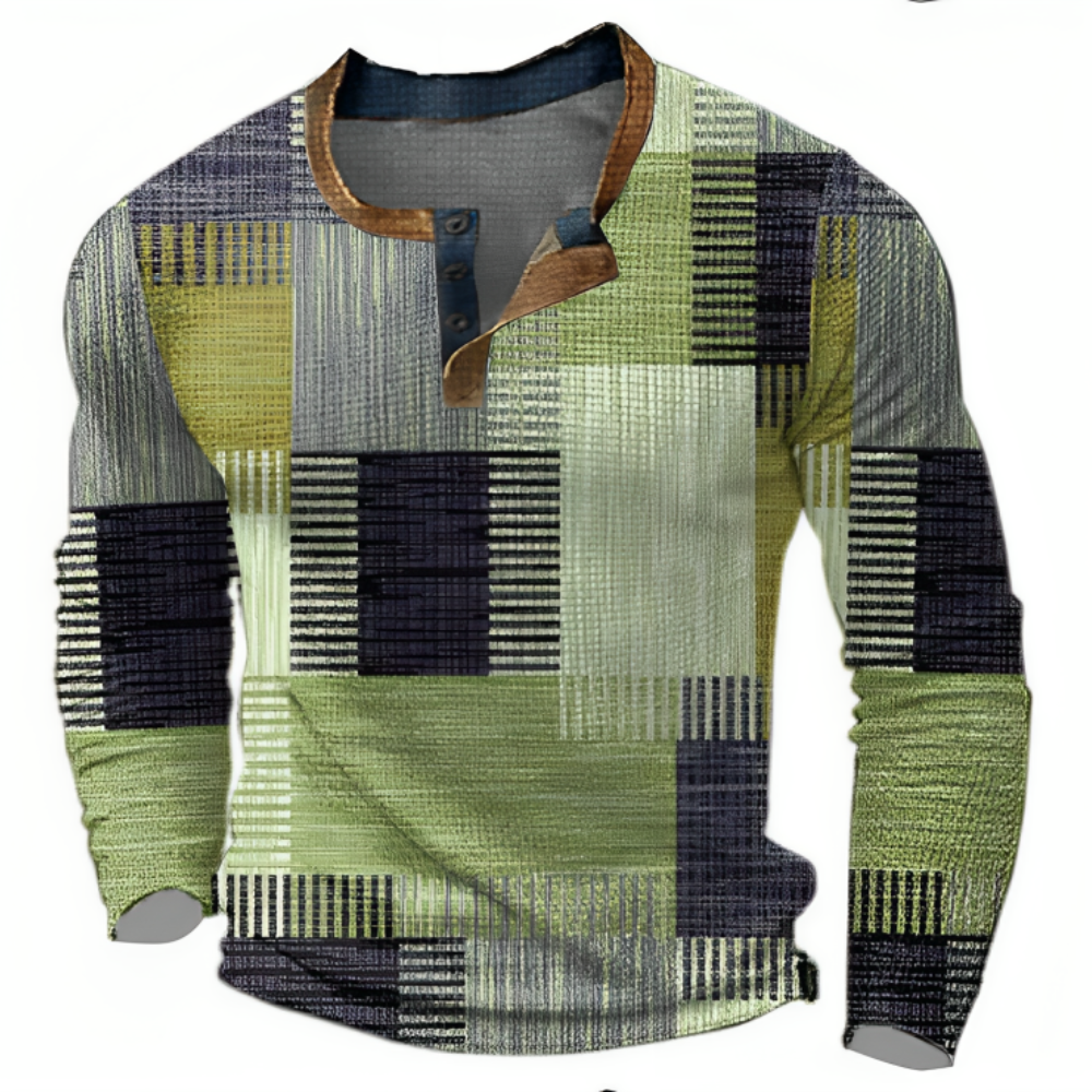 Luca | Grafische Patchwork Longsleeve Polo