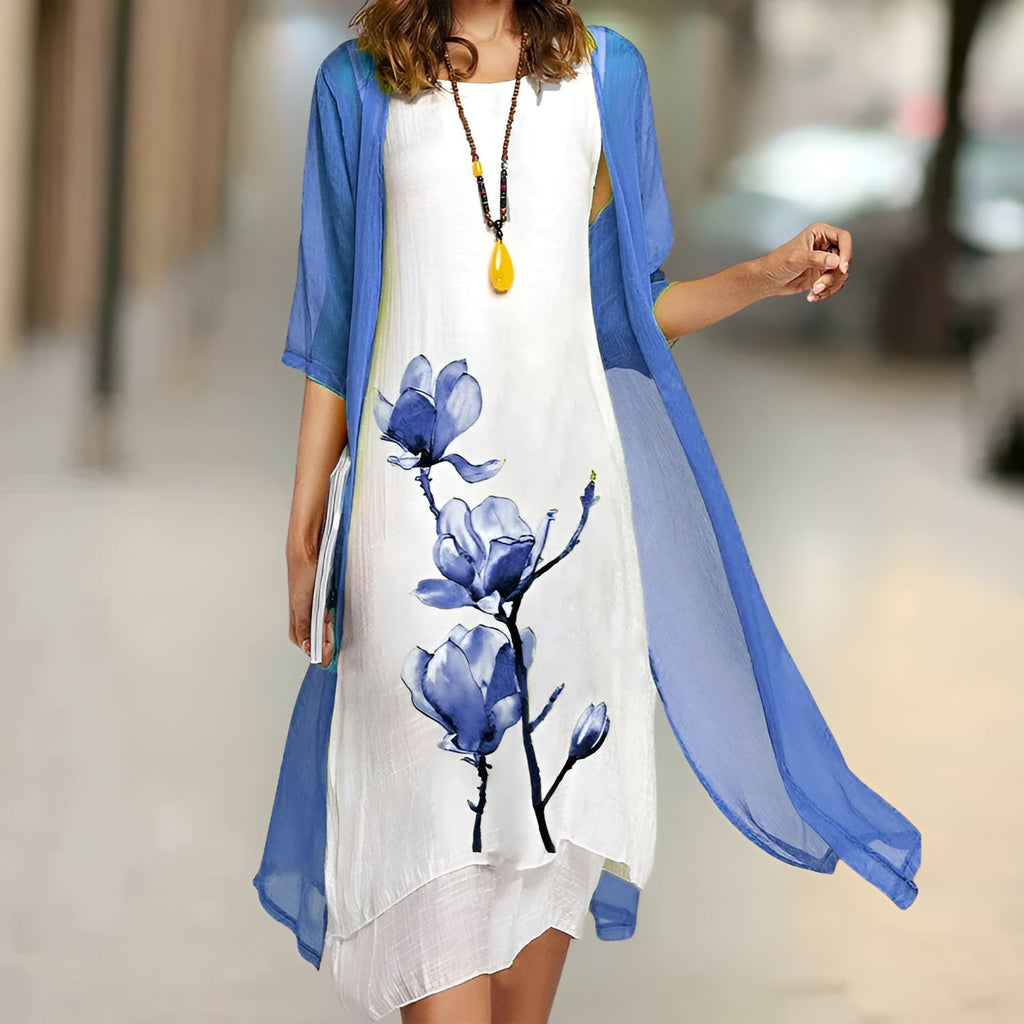 LARISSA KJOLE | Sommerlig elegance med gratis cardigan
