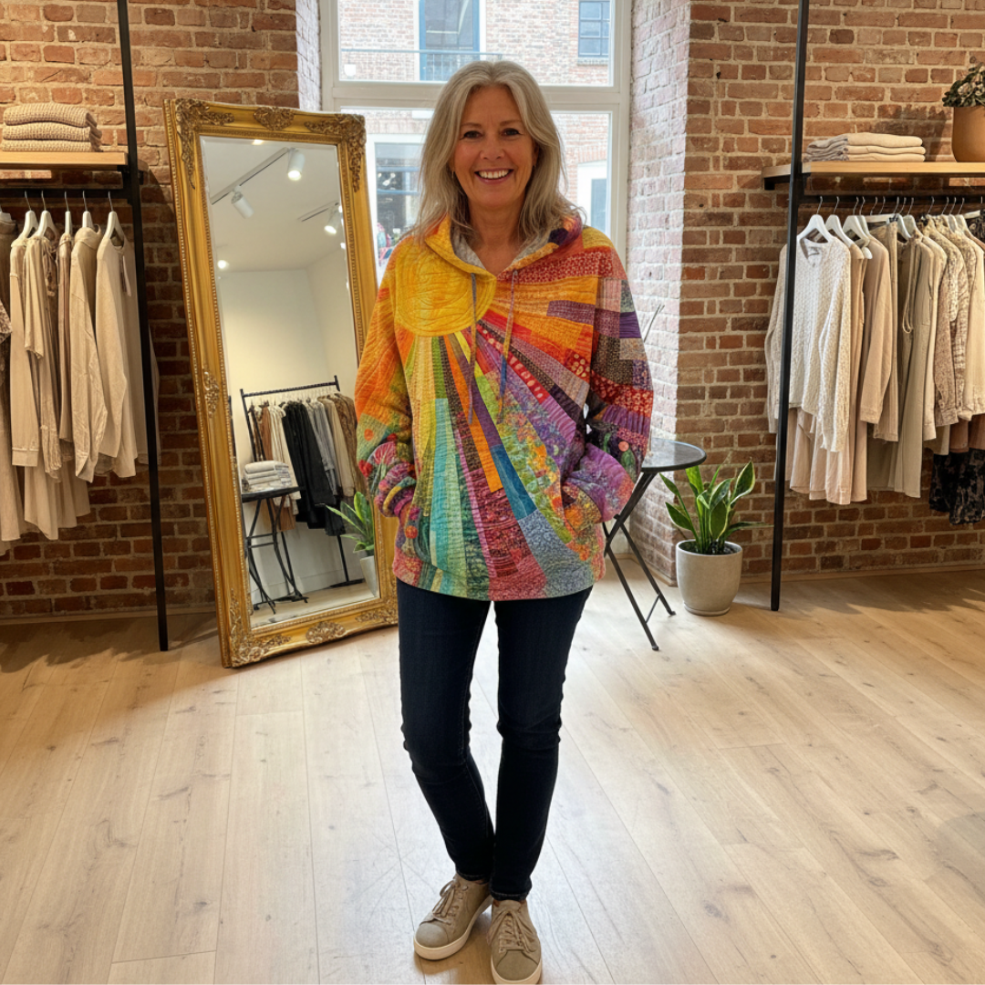 Pia | Farverig Boheme Patchwork Hoodie