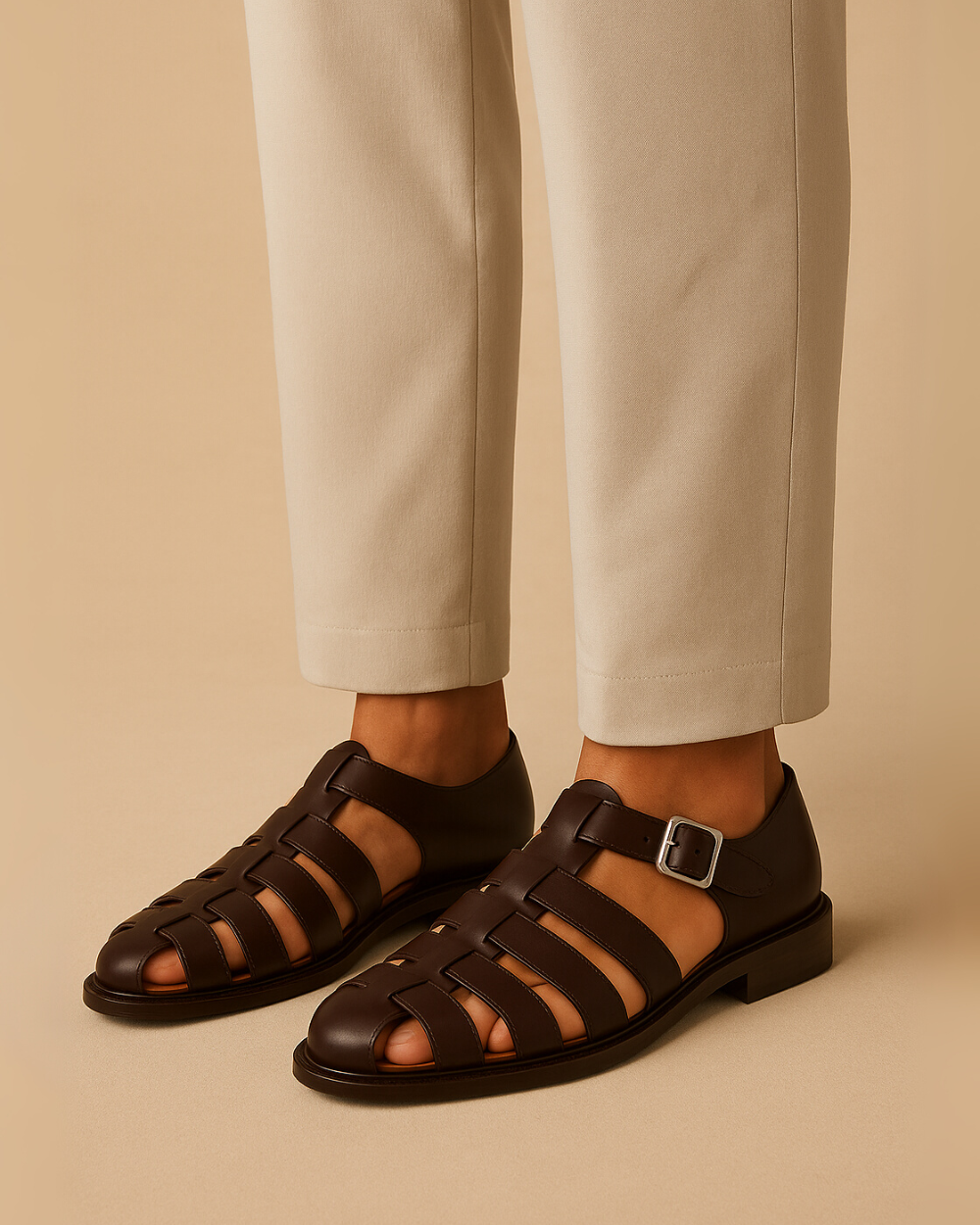 Renaud | Elegant lukket sandal med rem og spænde