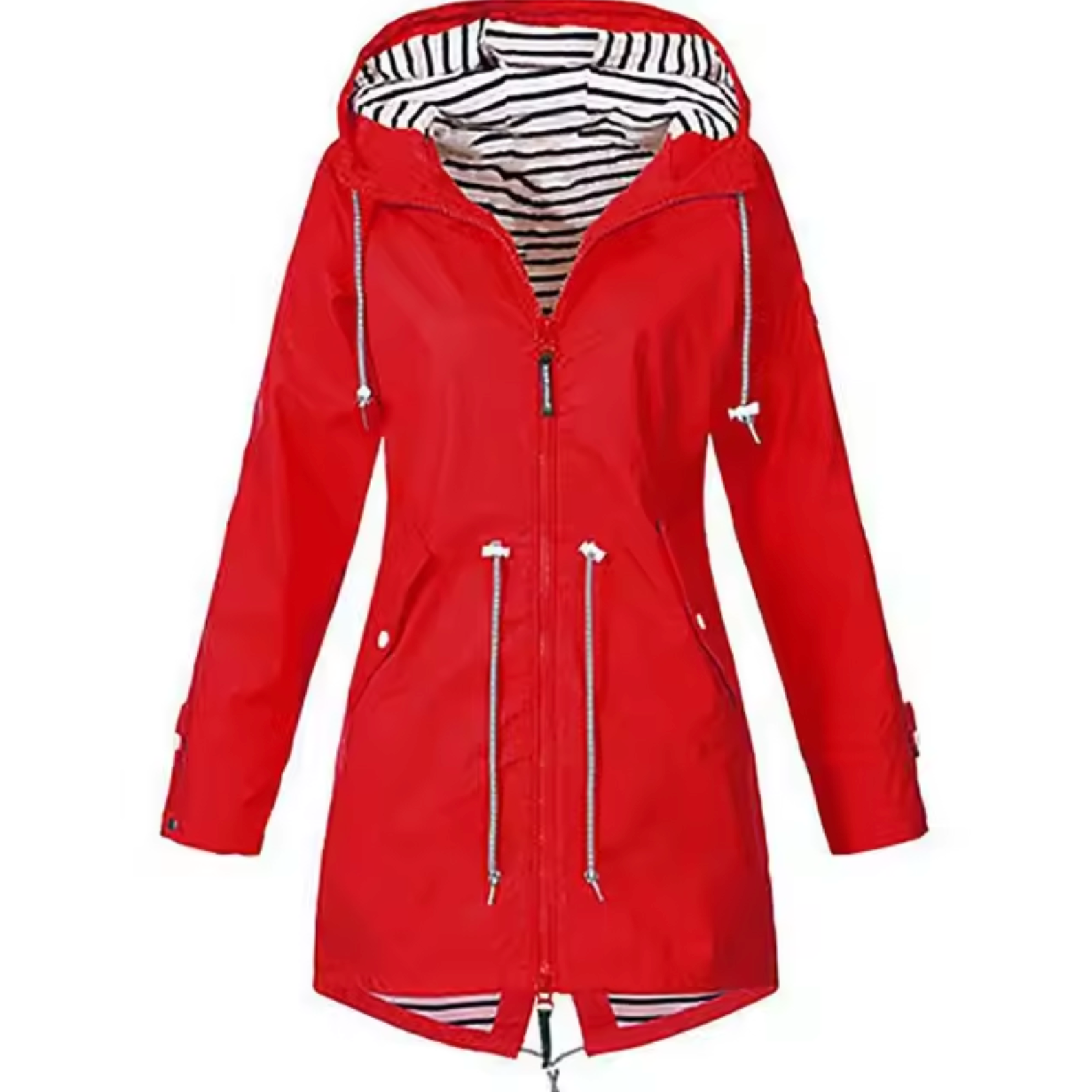 Pernille | Parka med Stribet For og Snøre