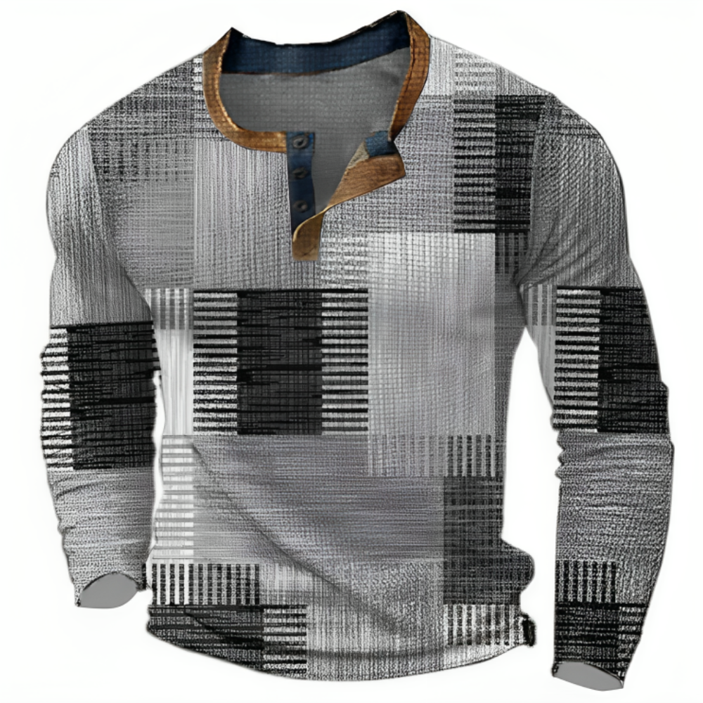 Luca | Grafische Patchwork Longsleeve Polo