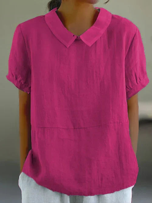 Amalie | Casual Bluse med Krave og Pufærmer