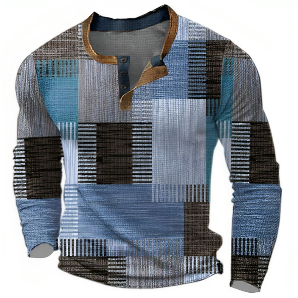 Luca | Grafische Patchwork Longsleeve Polo