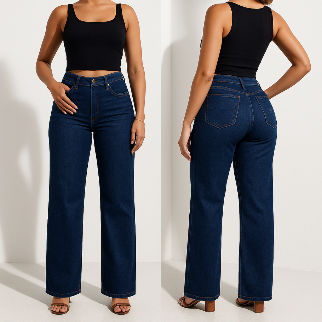 ALINE – ELASTISKE DENIMBUKSER MED MELLEM TALJE