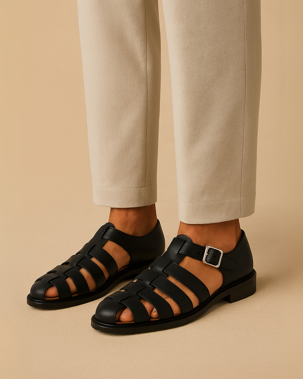 Renaud | Elegant lukket sandal med rem og spænde