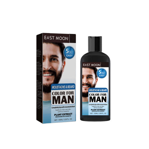 Sort skæg- og hårfarveshampoo