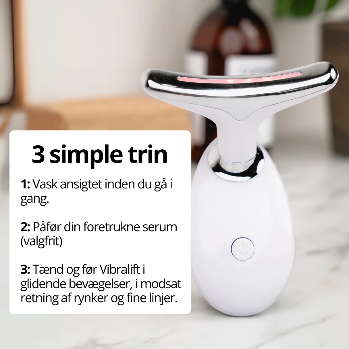 Vibralift - Multifunktionel Nakke- og Ansigtsmassager med LED, Sonisk Vibration og Varme
