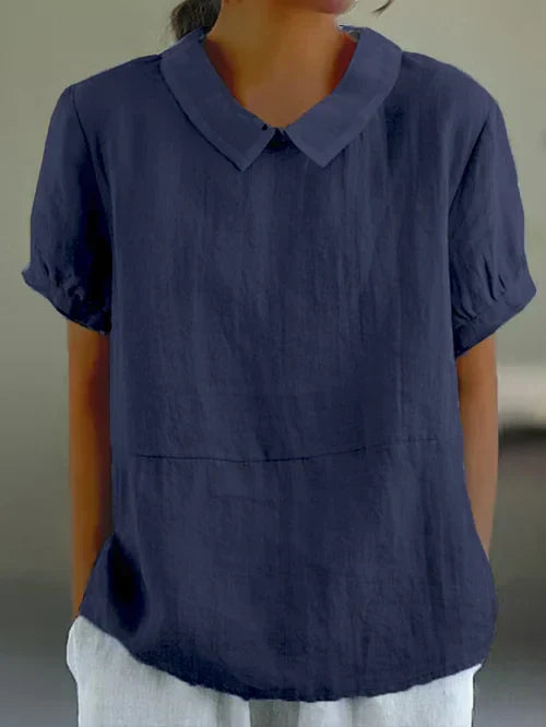 Amalie | Casual Bluse med Krave og Pufærmer
