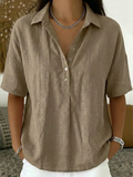 Dorte | Bluse med Krave og Knapper