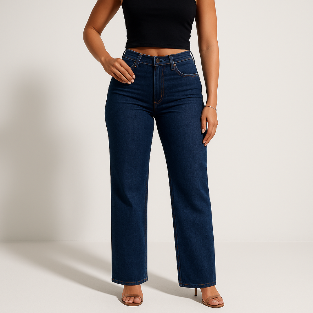 ALINE – ELASTISKE DENIMBUKSER MED MELLEM TALJE