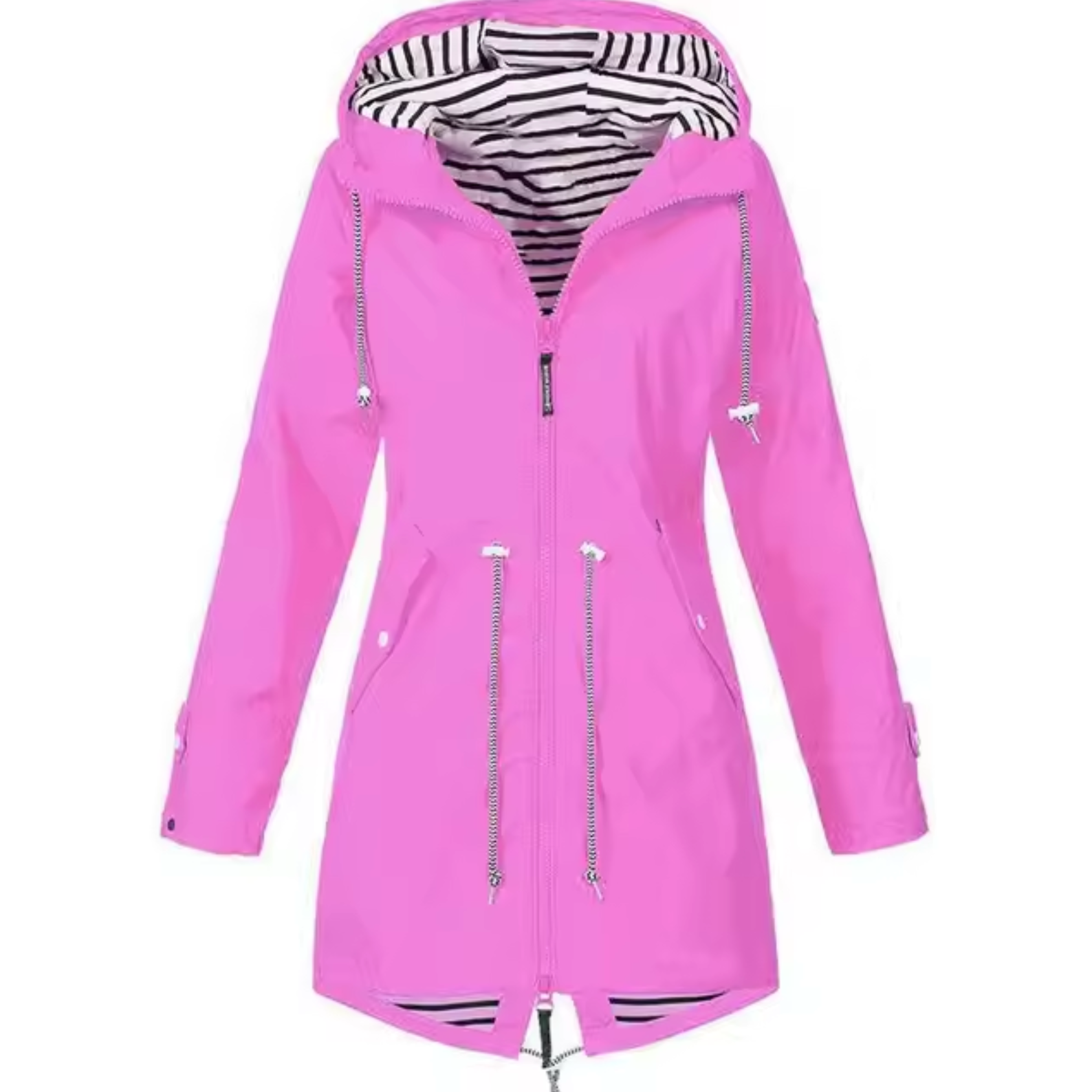 Pernille | Parka med Stribet For og Snøre