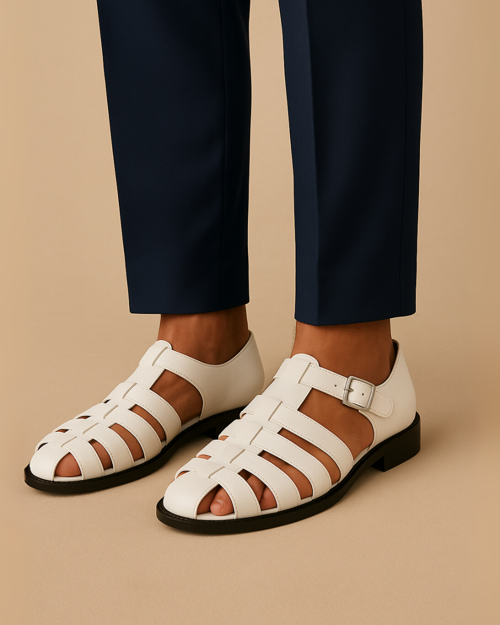 Renaud | Elegant lukket sandal med rem og spænde