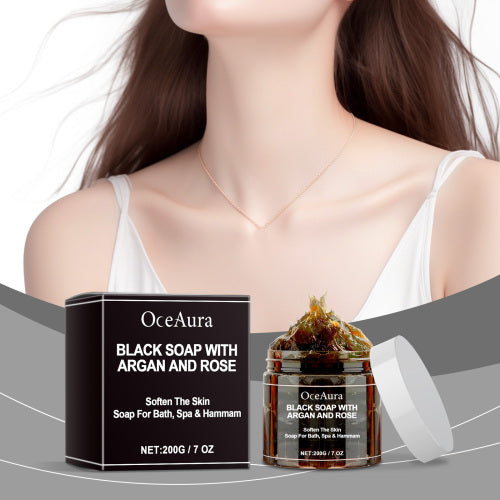 Sort sæbe med argan- og roseolie