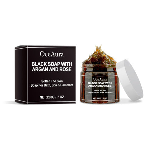 Sort sæbe med argan- og roseolie