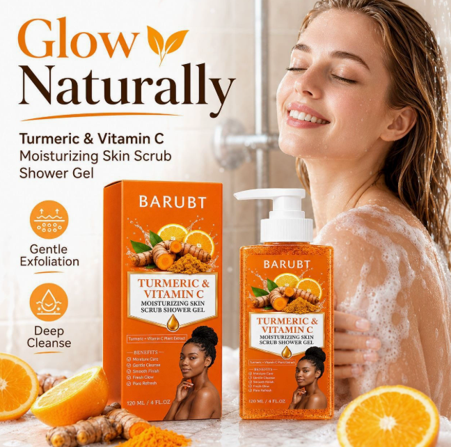 Gurkemeje og C-vitamin eksfolierende showergel