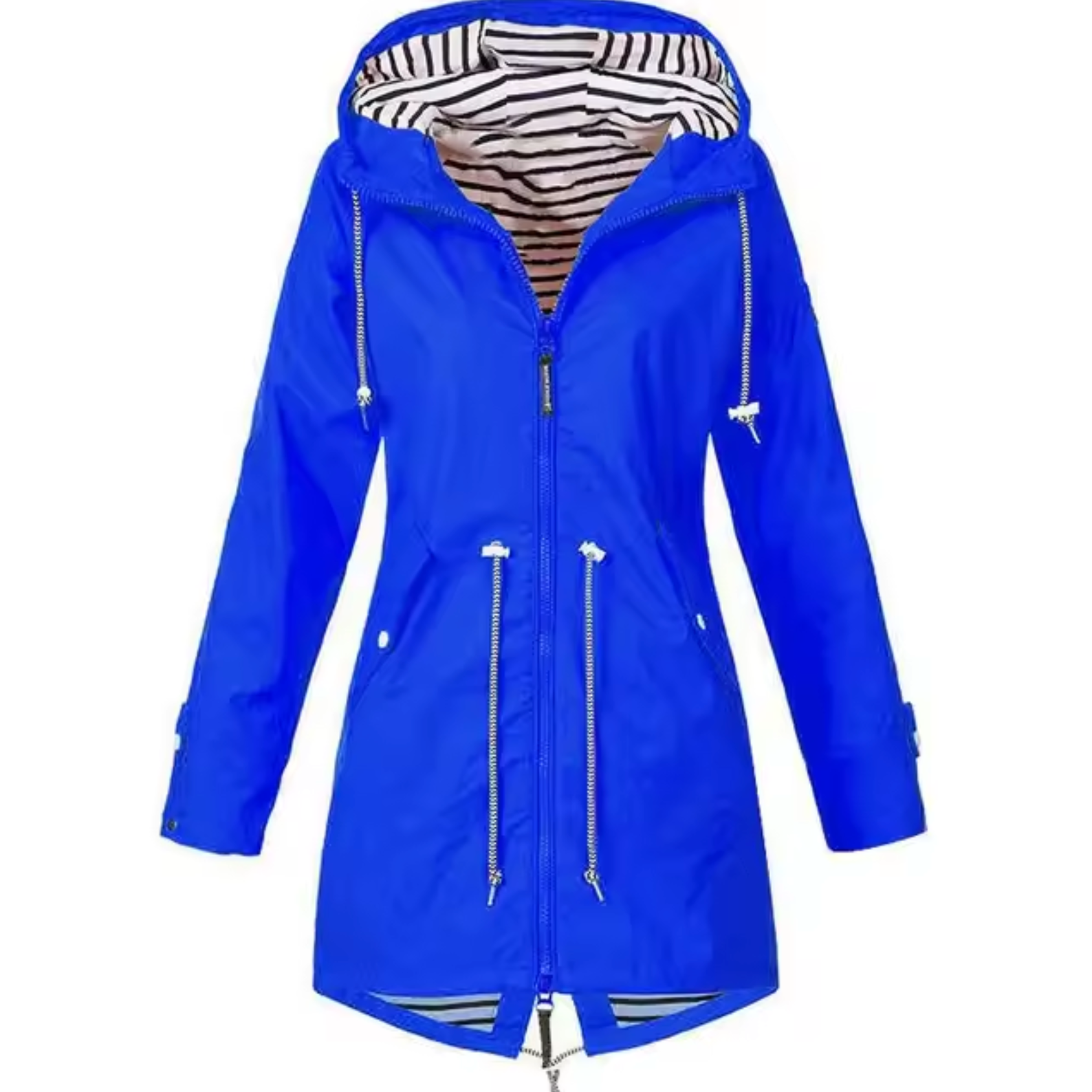Pernille | Parka med Stribet For og Snøre