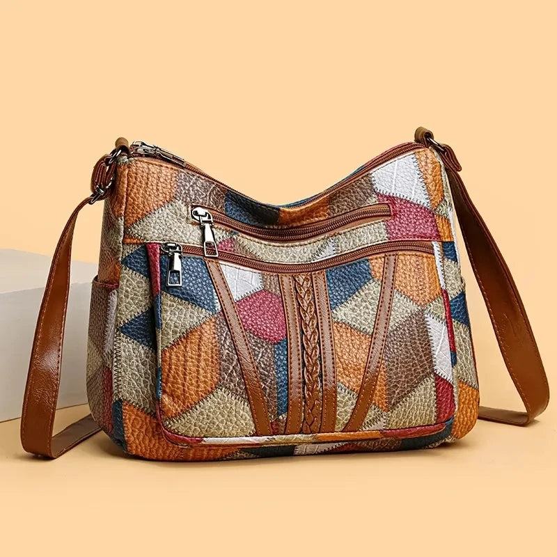 Fern | Farverig Patchwork Skuldertaske