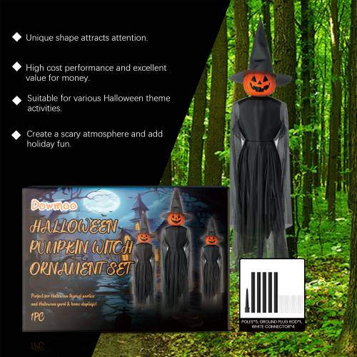Halloween græskar- og heksehængedekoration