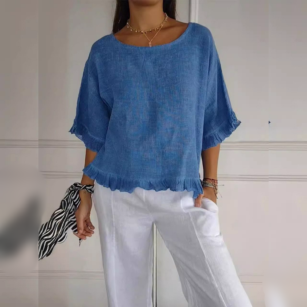 Amanda | Casual Top med Volantkant