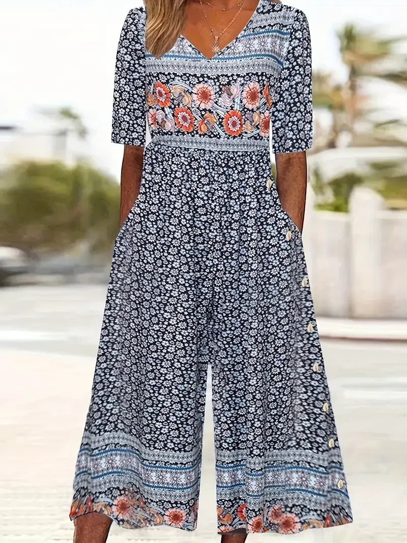 Nerina – Sommerlig blomster jumpsuit