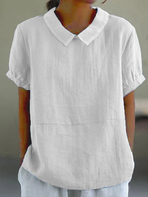 Amalie | Casual Bluse med Krave og Pufærmer