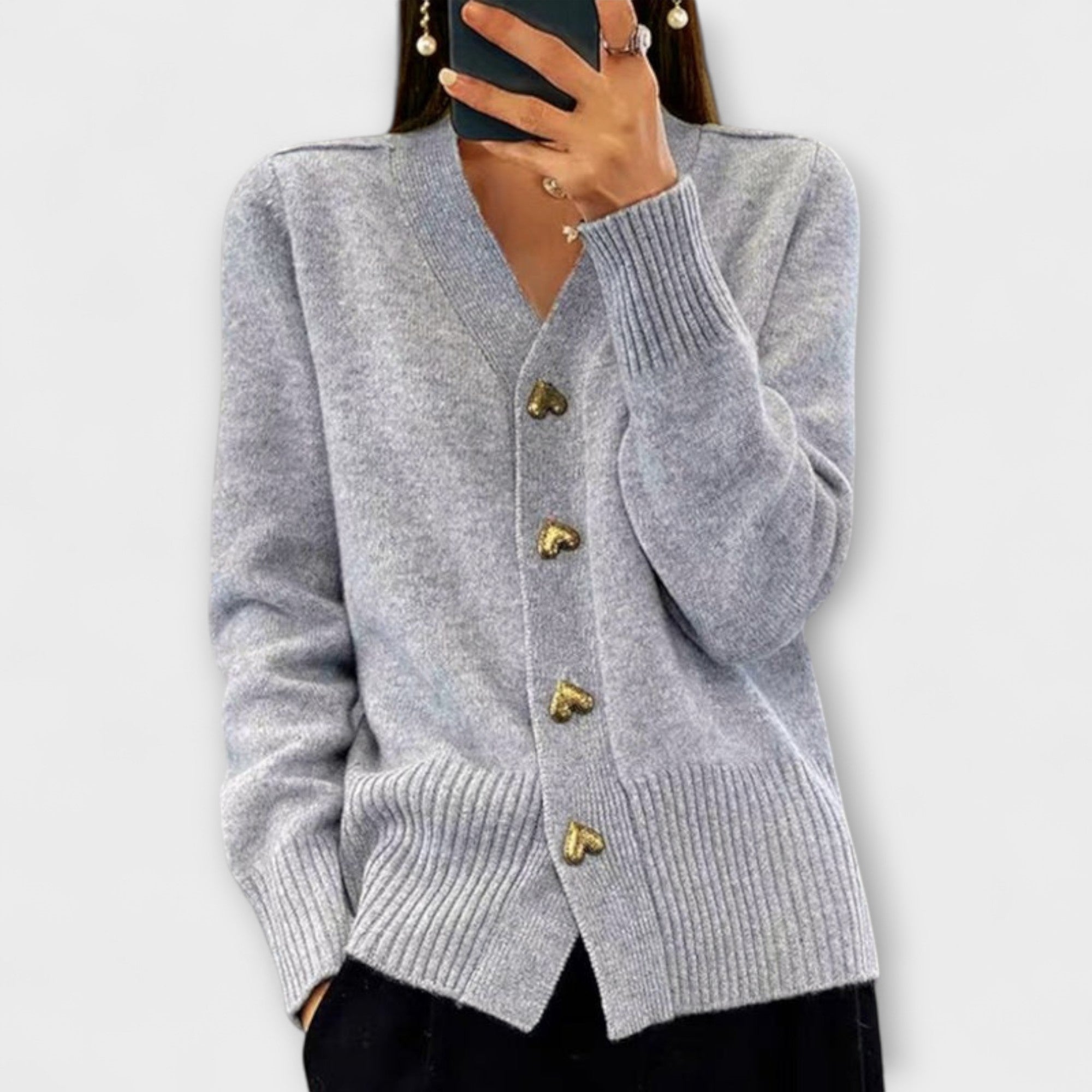 Marij | Elegant strikcardigan med hjerteknapper