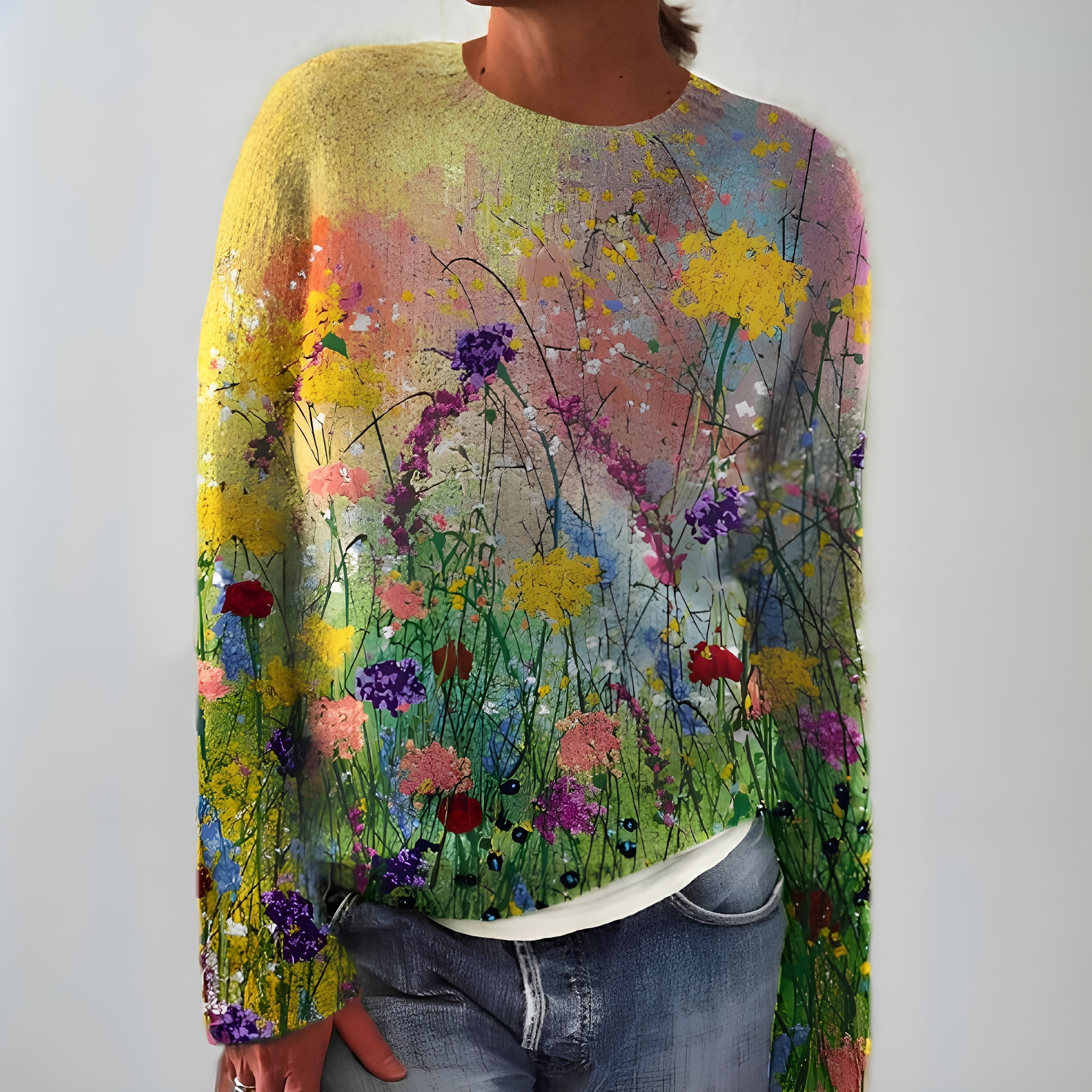 Ida | Kunstnerisk blomstret sweater